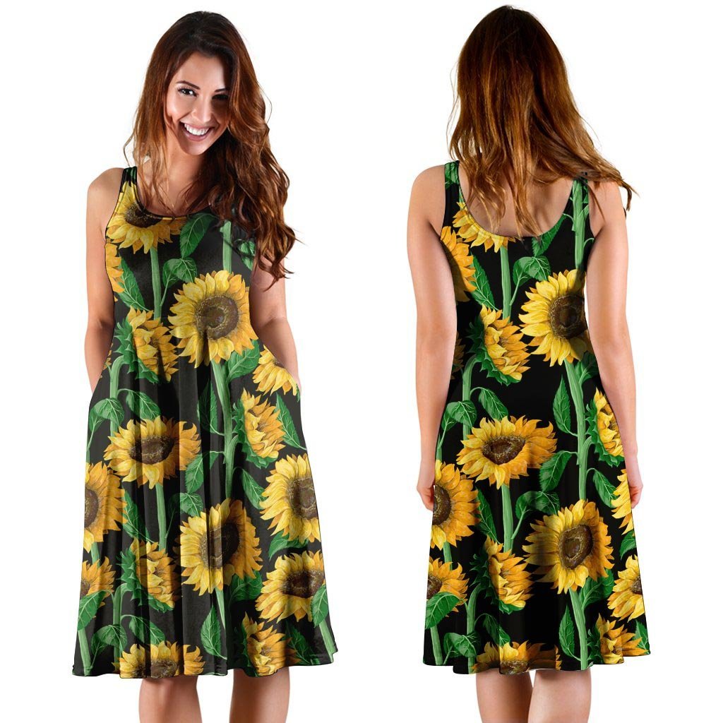 Sunflower Black Print Dress-grizzshop