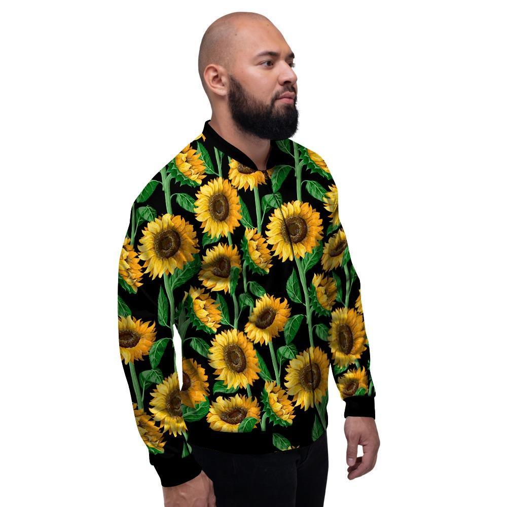 Sunflower Black Print Men's Bomber Jacket-grizzshop