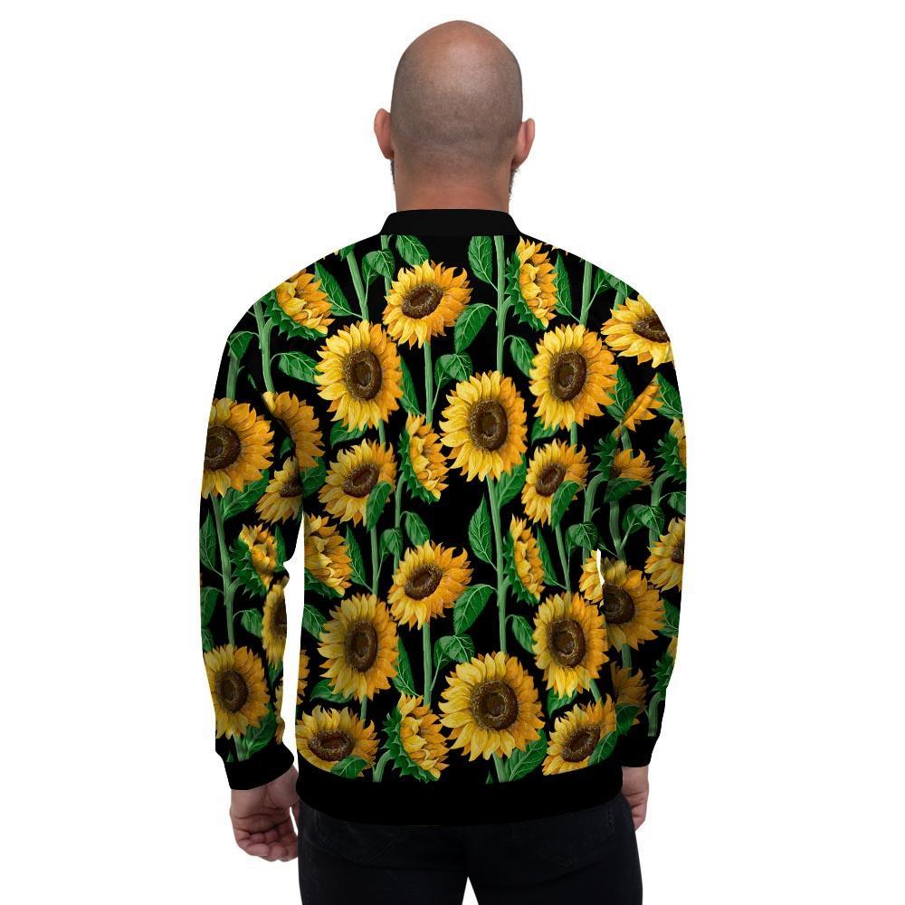 Sunflower Black Print Men's Bomber Jacket-grizzshop