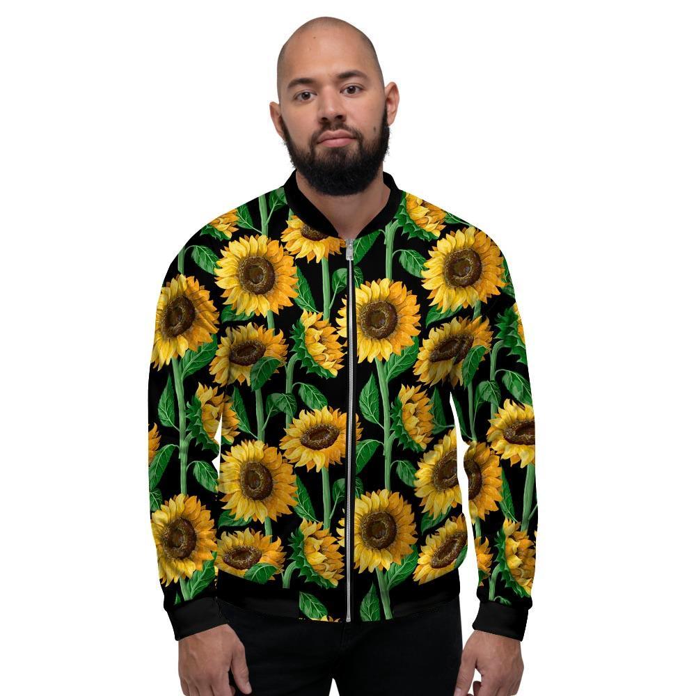 Sunflower Black Print Men's Bomber Jacket-grizzshop