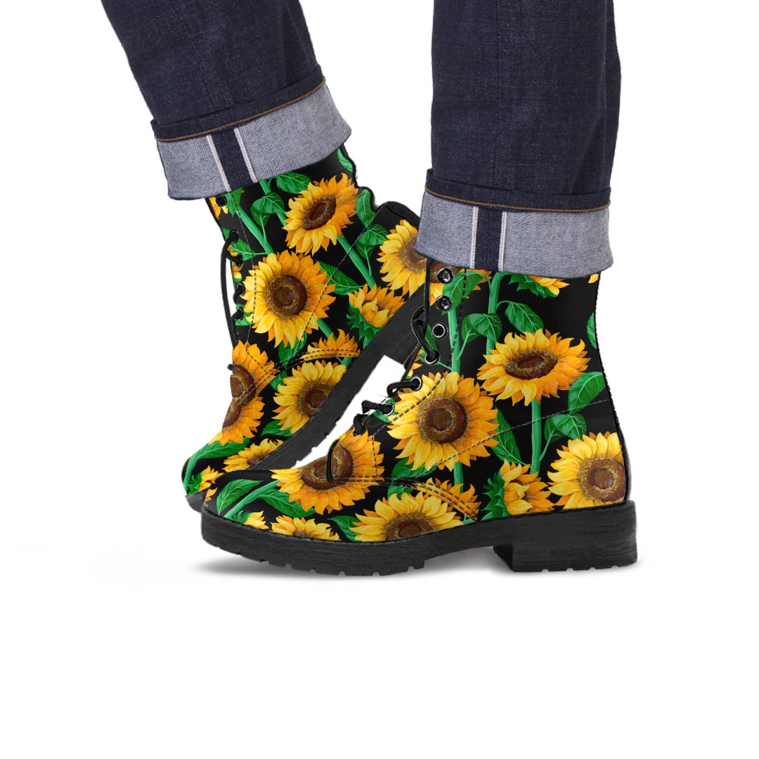 Sunflower Black Print Men's Boots-grizzshop