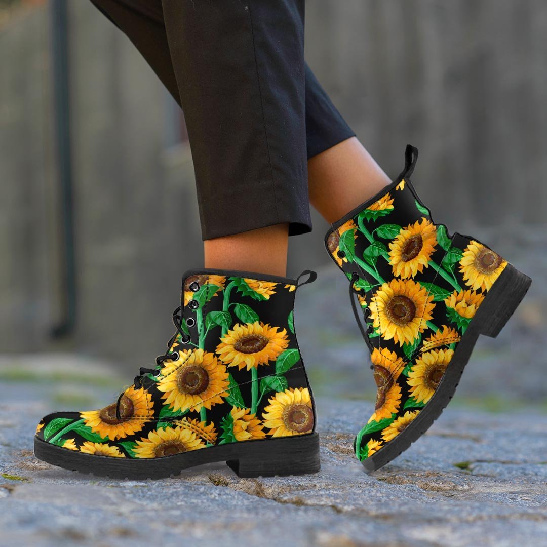 Sunflower Black Print Men's Boots-grizzshop
