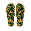 Sunflower Black Print Men's Flip Flops-grizzshop