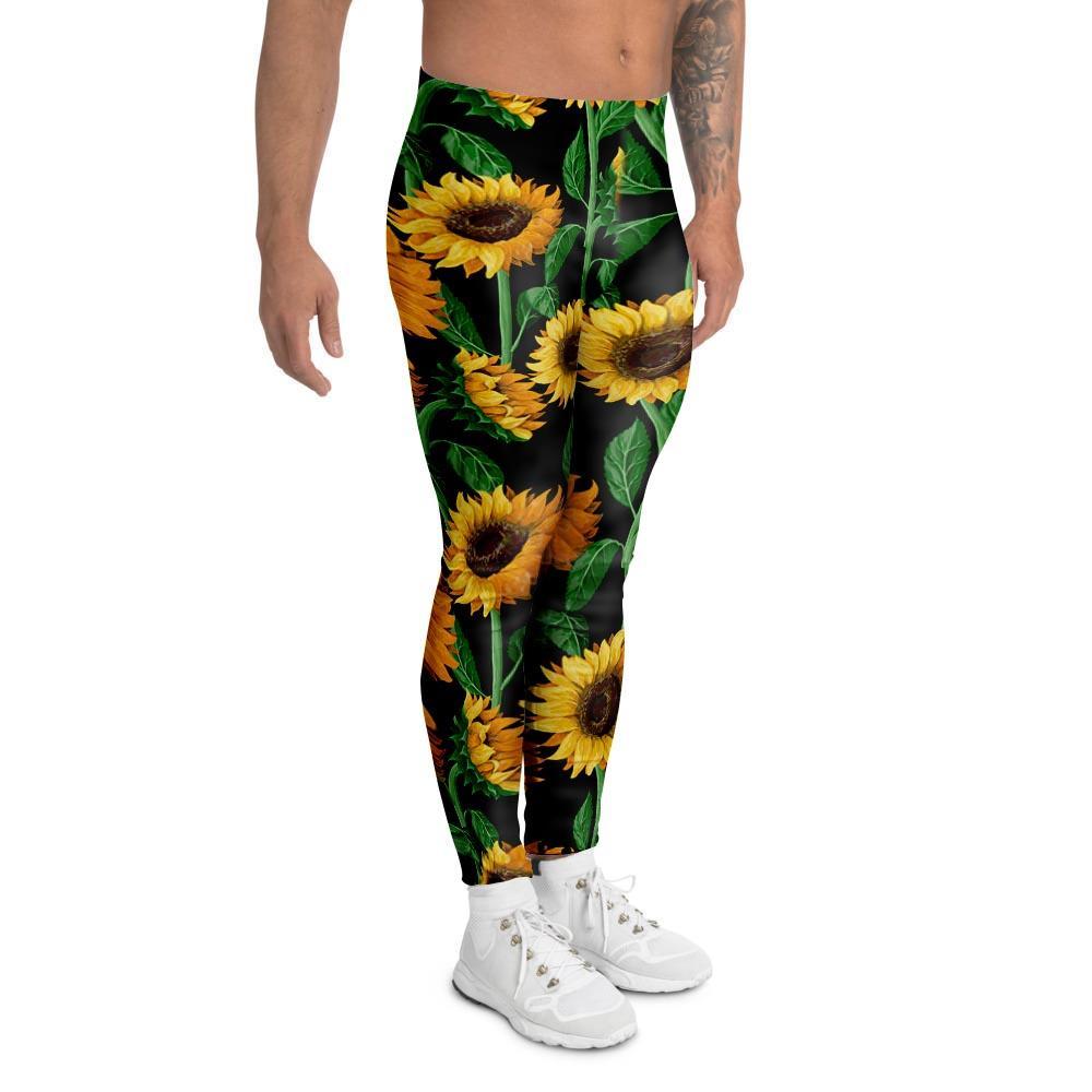 Sunflower Black Print Men's Leggings-grizzshop