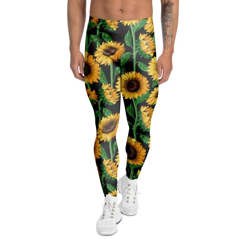 Sunflower Black Print Men's Leggings-grizzshop