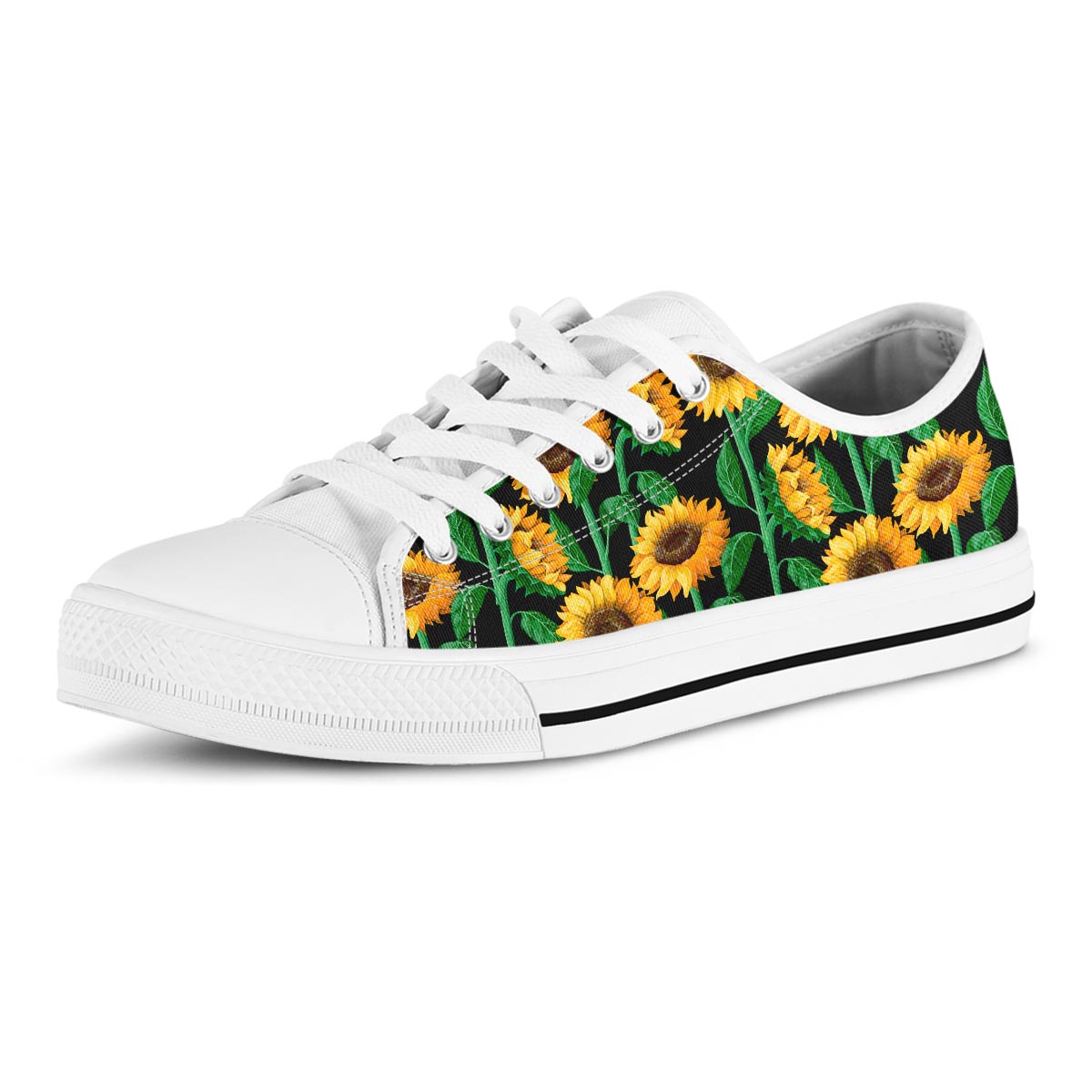 Sunflower Black Print Men's Low Top Shoes-grizzshop