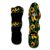 Sunflower Black Print Muay Thai Shin Guard-grizzshop