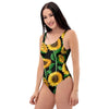 Sunflower Black Print One Piece Swimsuite-grizzshop