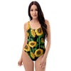 Sunflower Black Print One Piece Swimsuite-grizzshop