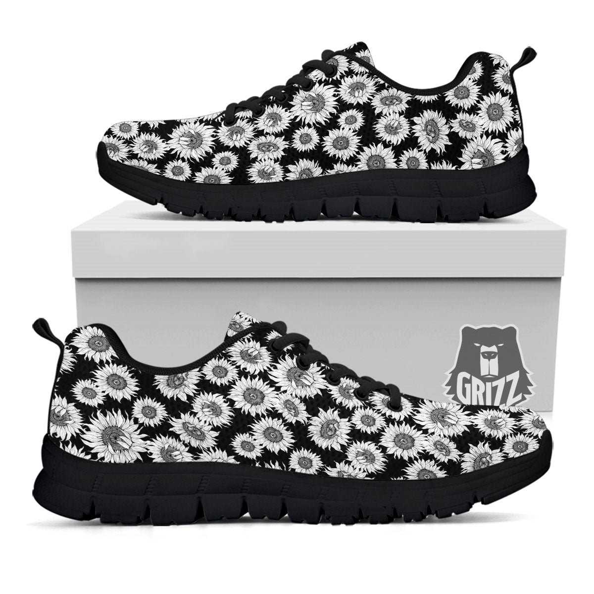 Sunflower Black Print Pattern Black Sneaker-grizzshop
