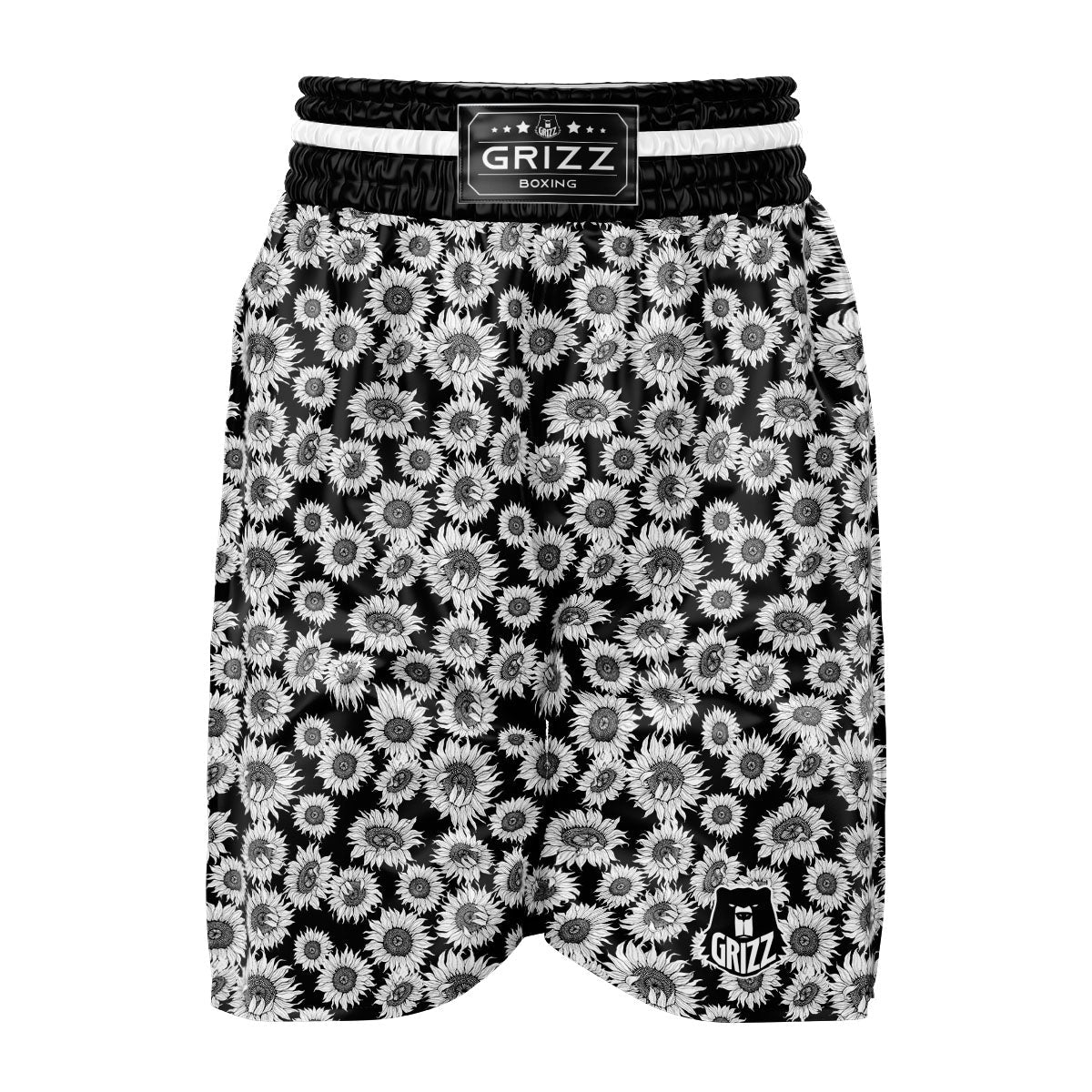 Sunflower Black Print Pattern Boxing Shorts-grizzshop