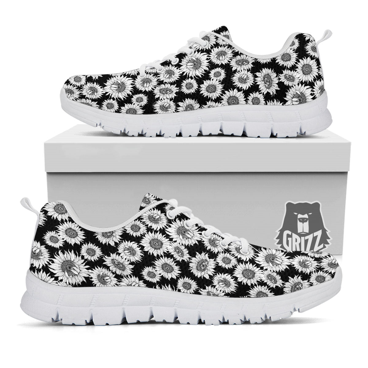 Sunflower Black Print Pattern White Sneaker-grizzshop