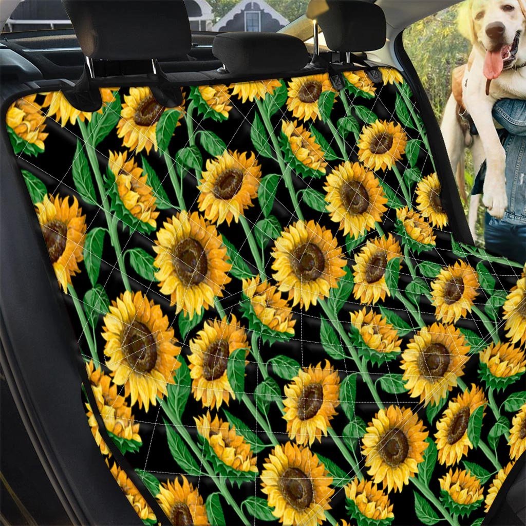Sunflower Black Print Pet Car Seat Cover-grizzshop