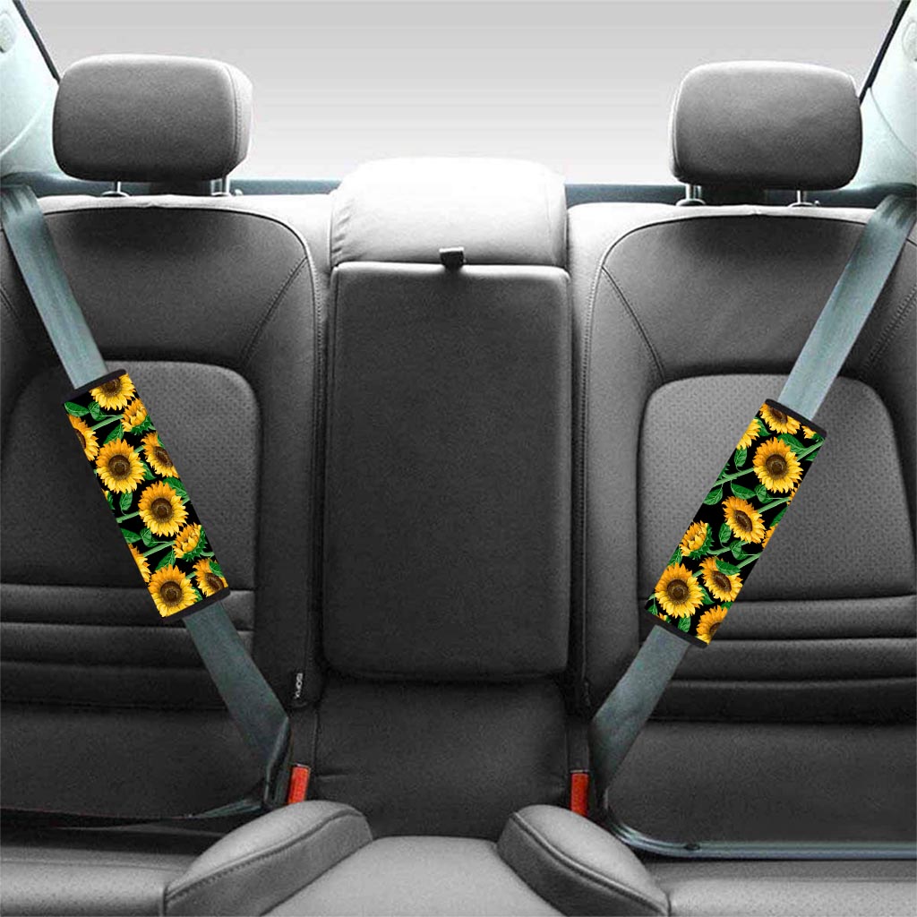 Sunflower Black Print Seat Belt Cover-grizzshop