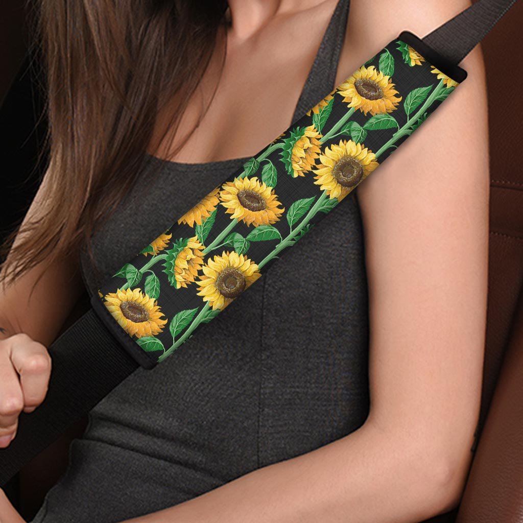 Sunflower Black Print Seat Belt Cover-grizzshop
