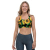 Sunflower Black Print Sports Bra-grizzshop