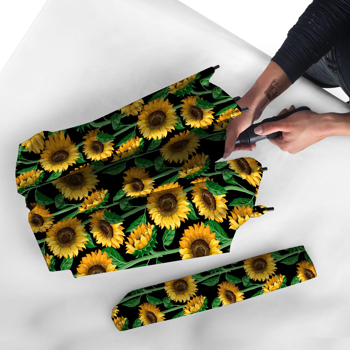 Sunflower Black Print Umbrella-grizzshop