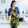 Sunflower Black Print Women's Apron-grizzshop