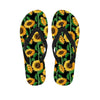 Sunflower Black Print Women's Flip Flops-grizzshop