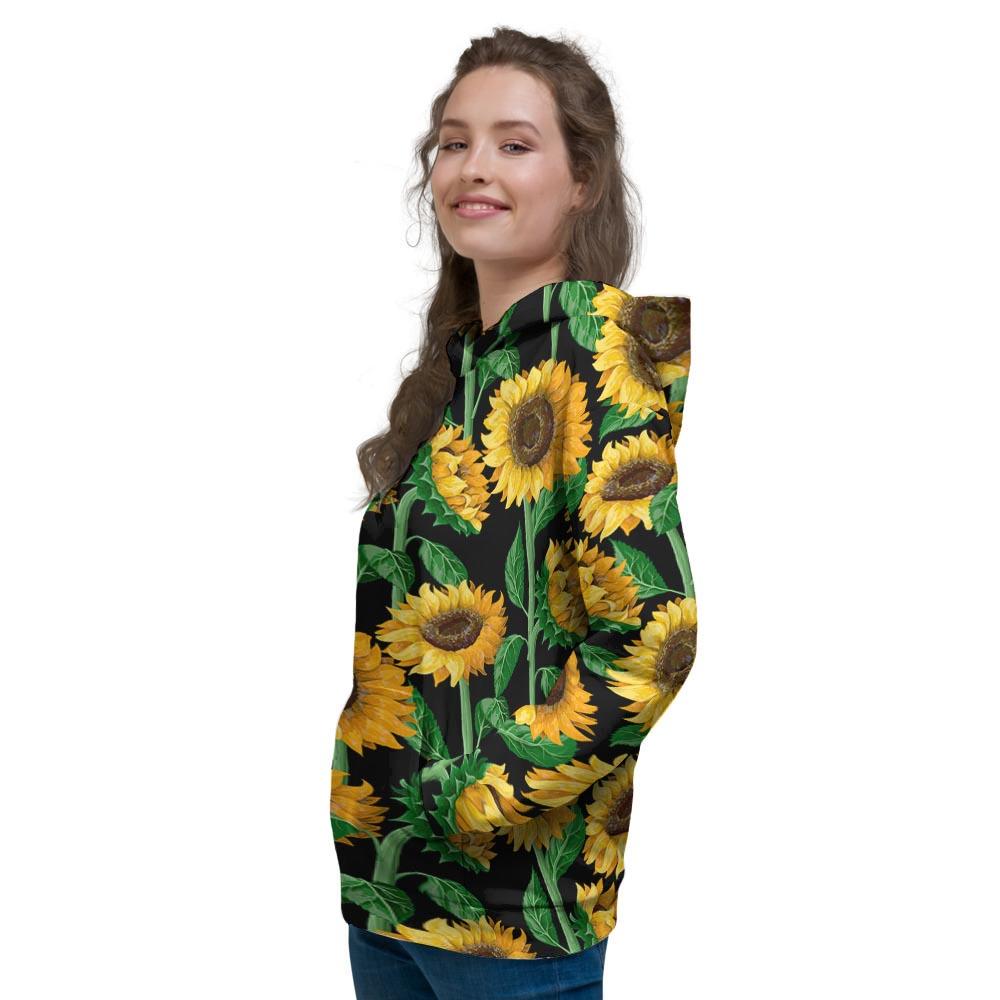 Sunflower Black Print Women's Hoodie-grizzshop