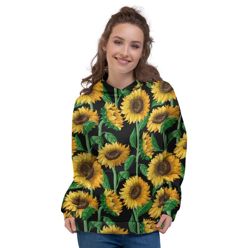 Sunflower Black Print Women's Hoodie-grizzshop