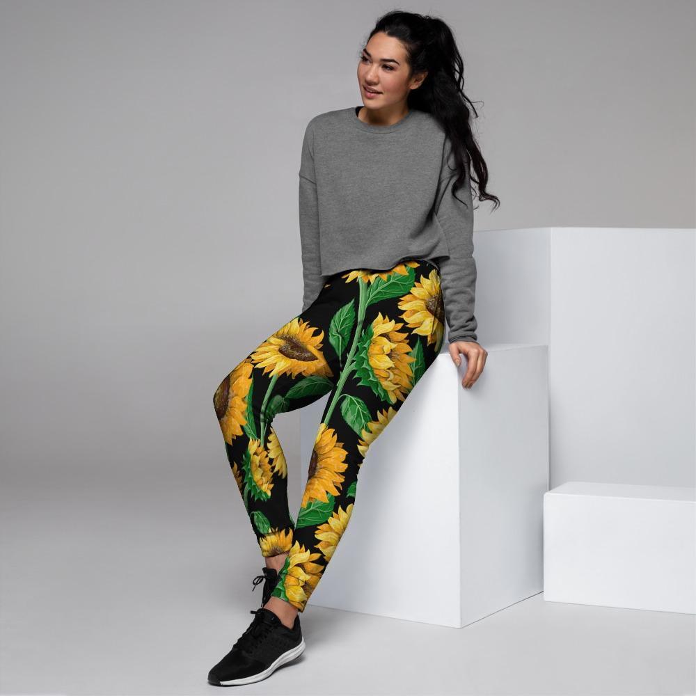 Sunflower Black Print Women's Joggers-grizzshop