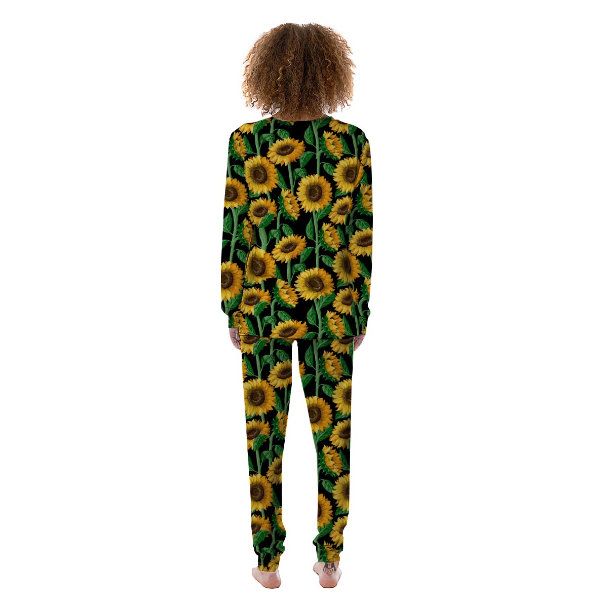 Sunflower Black Print Women's Pajamas-grizzshop