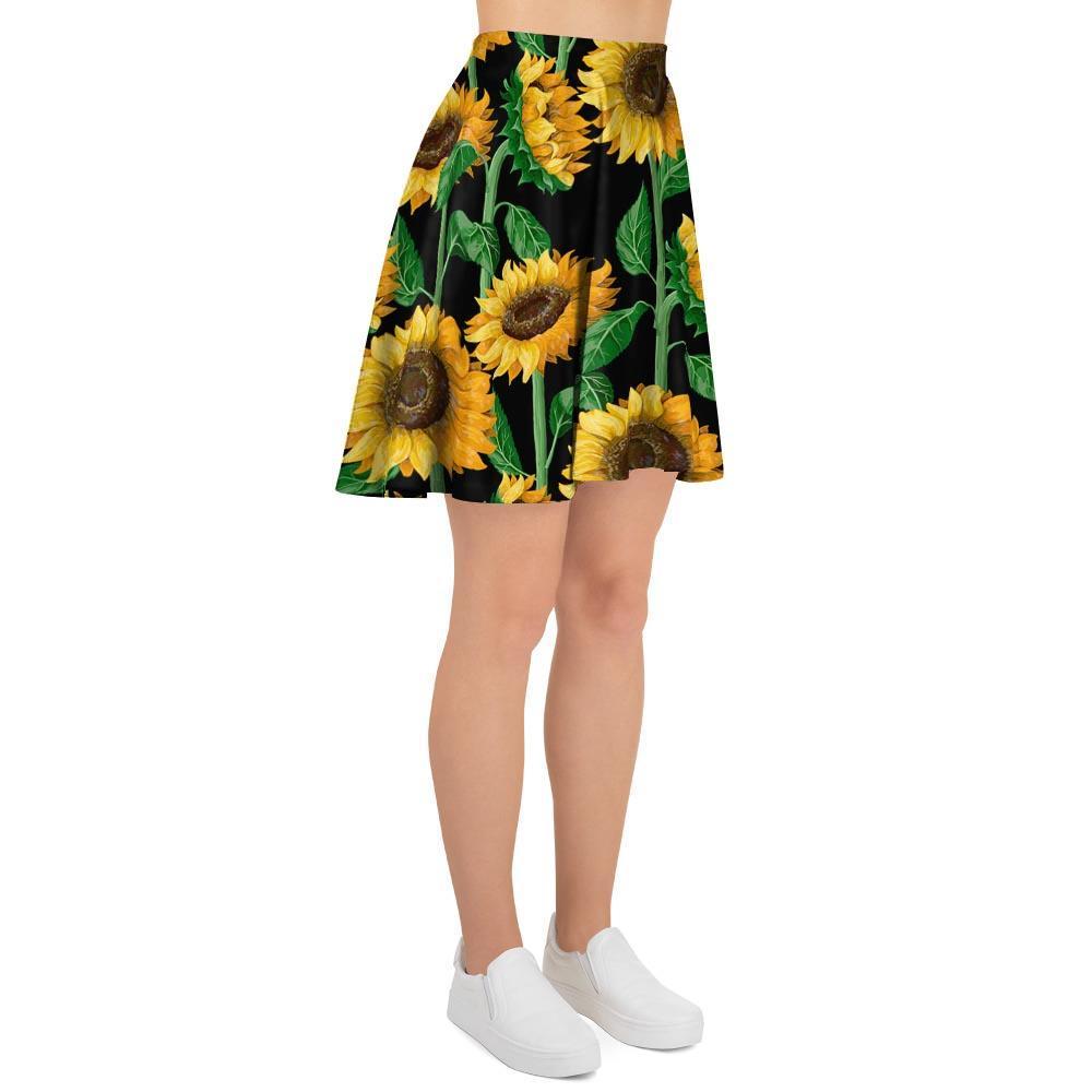 Sunflower Black Print Women's Skirt-grizzshop