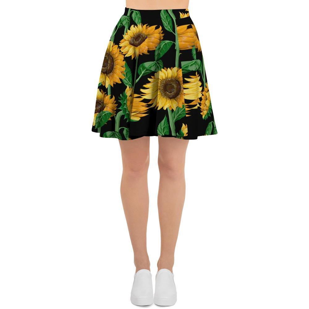 Sunflower Black Print Women's Skirt-grizzshop