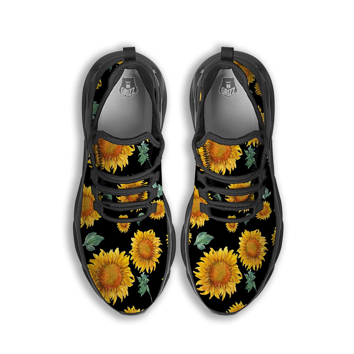 Sunflower Black Running Shoes-grizzshop