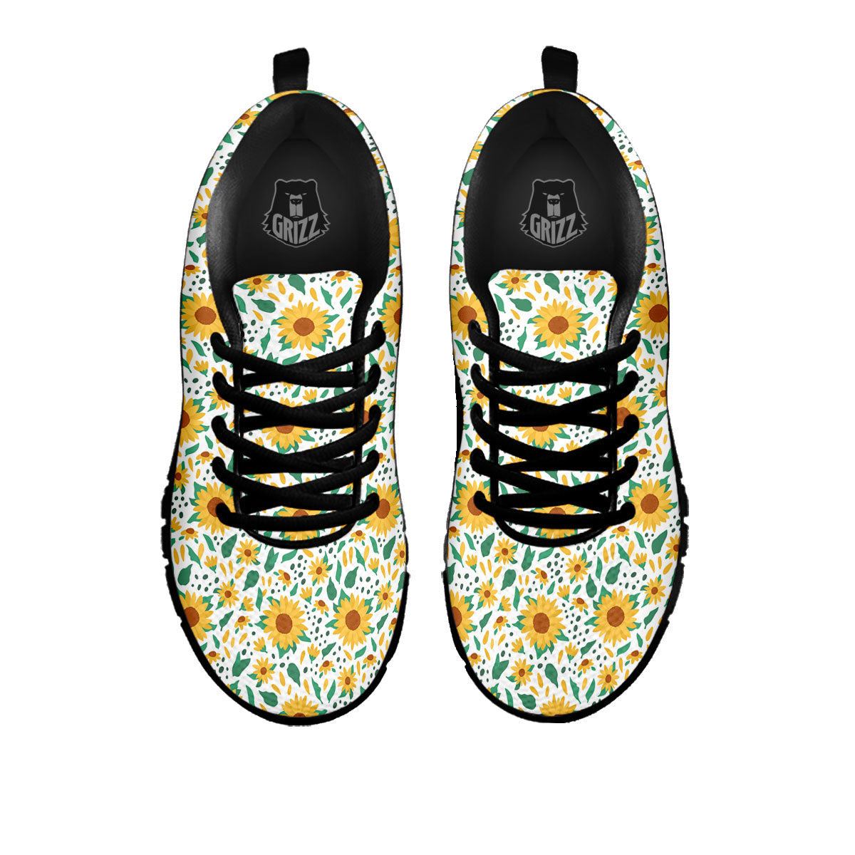 Sunflower Blooming Print Pattern Black Sneaker-grizzshop