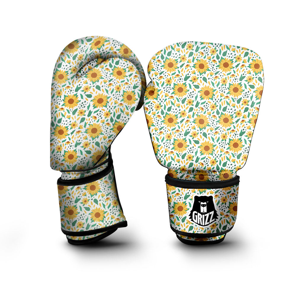 Sunflower Blooming Print Pattern Boxing Gloves-grizzshop