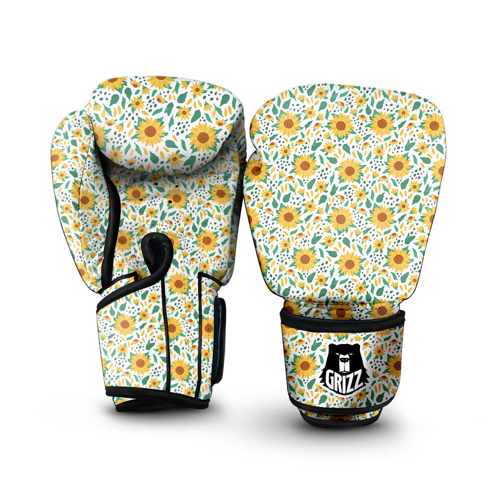 Sunflower Blooming Print Pattern Boxing Gloves-grizzshop