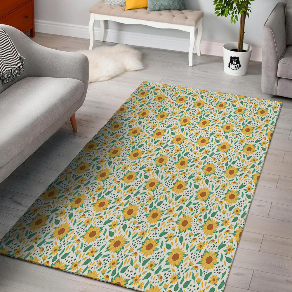 Sunflower Blooming Print Pattern Floor Mat-grizzshop