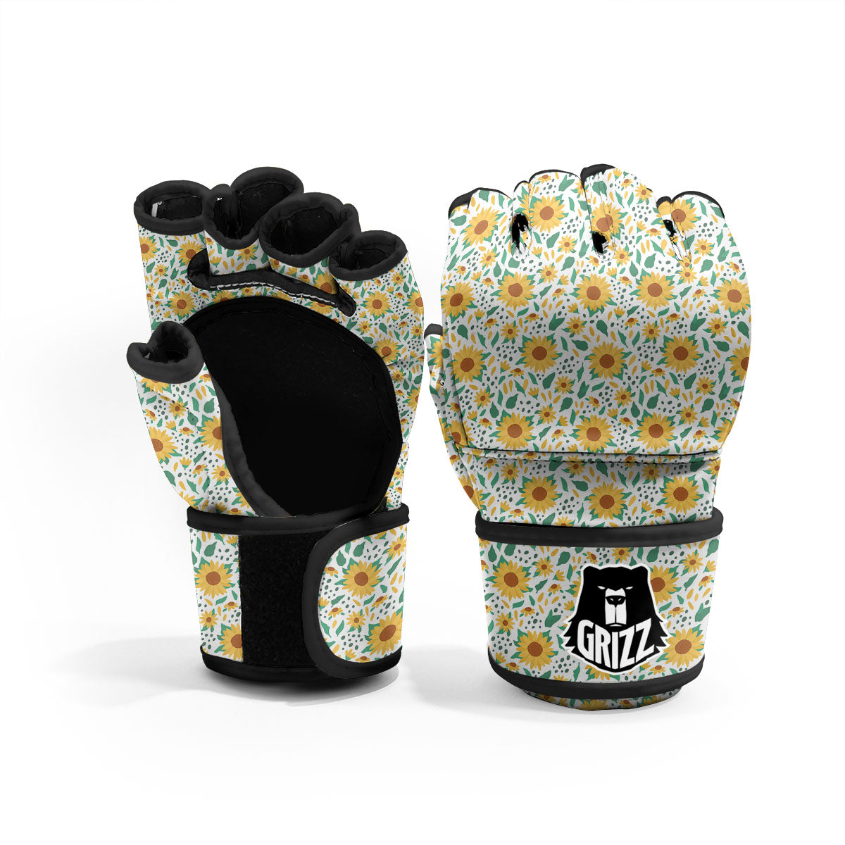 Sunflower Blooming Print Pattern MMA Gloves-grizzshop