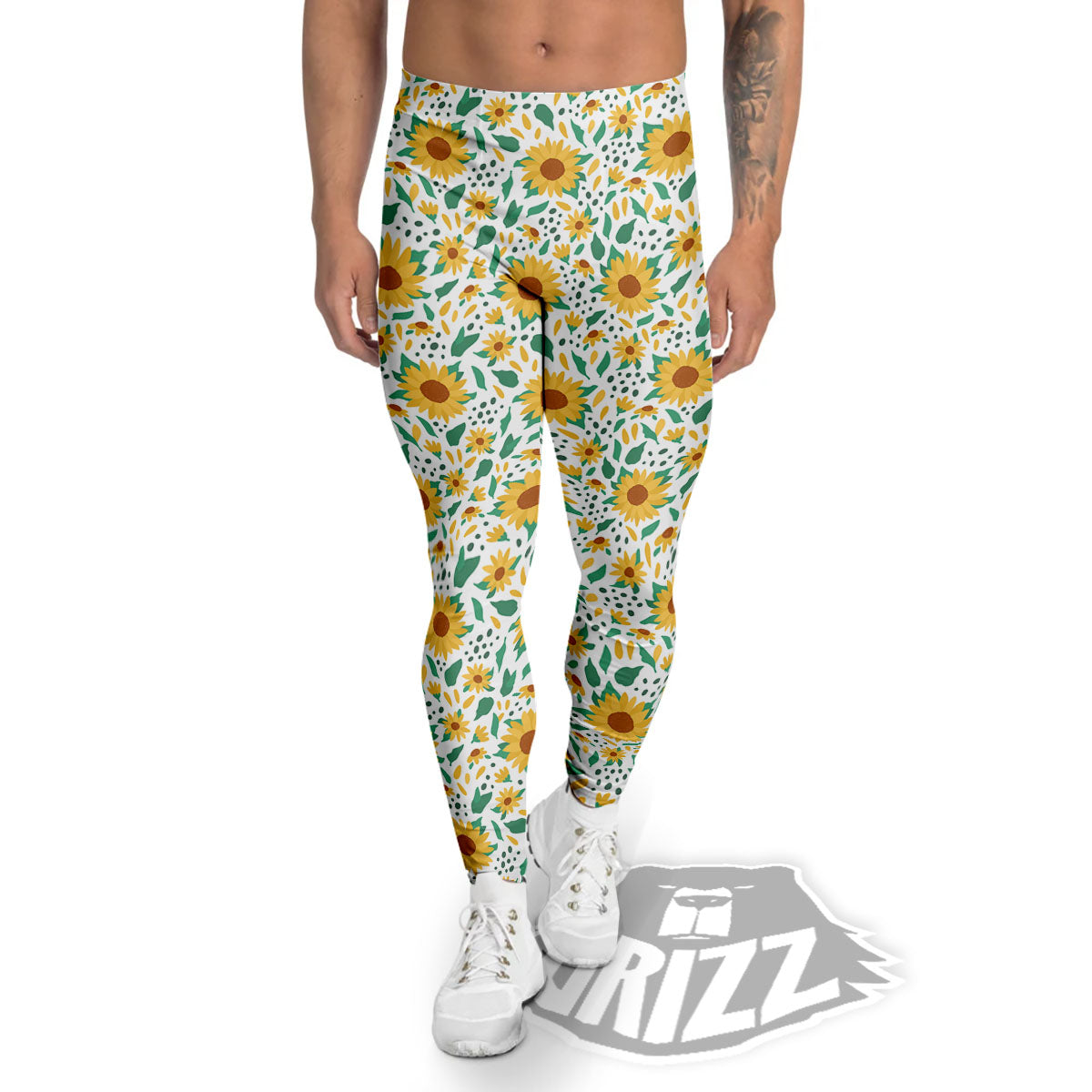 Sunflower Blooming Print Pattern Men's Leggings-grizzshop
