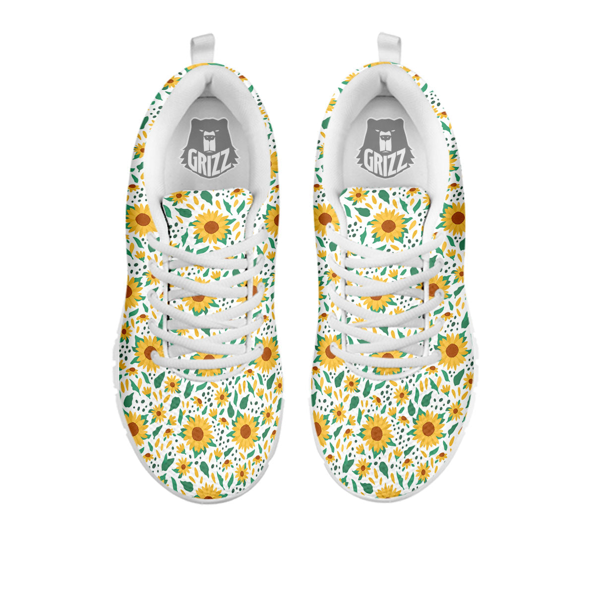Sunflower Blooming Print Pattern White Sneaker-grizzshop