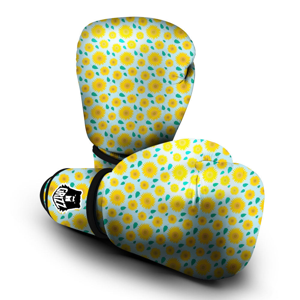 Sunflower Blue Cute Print Pattern Boxing Gloves-grizzshop