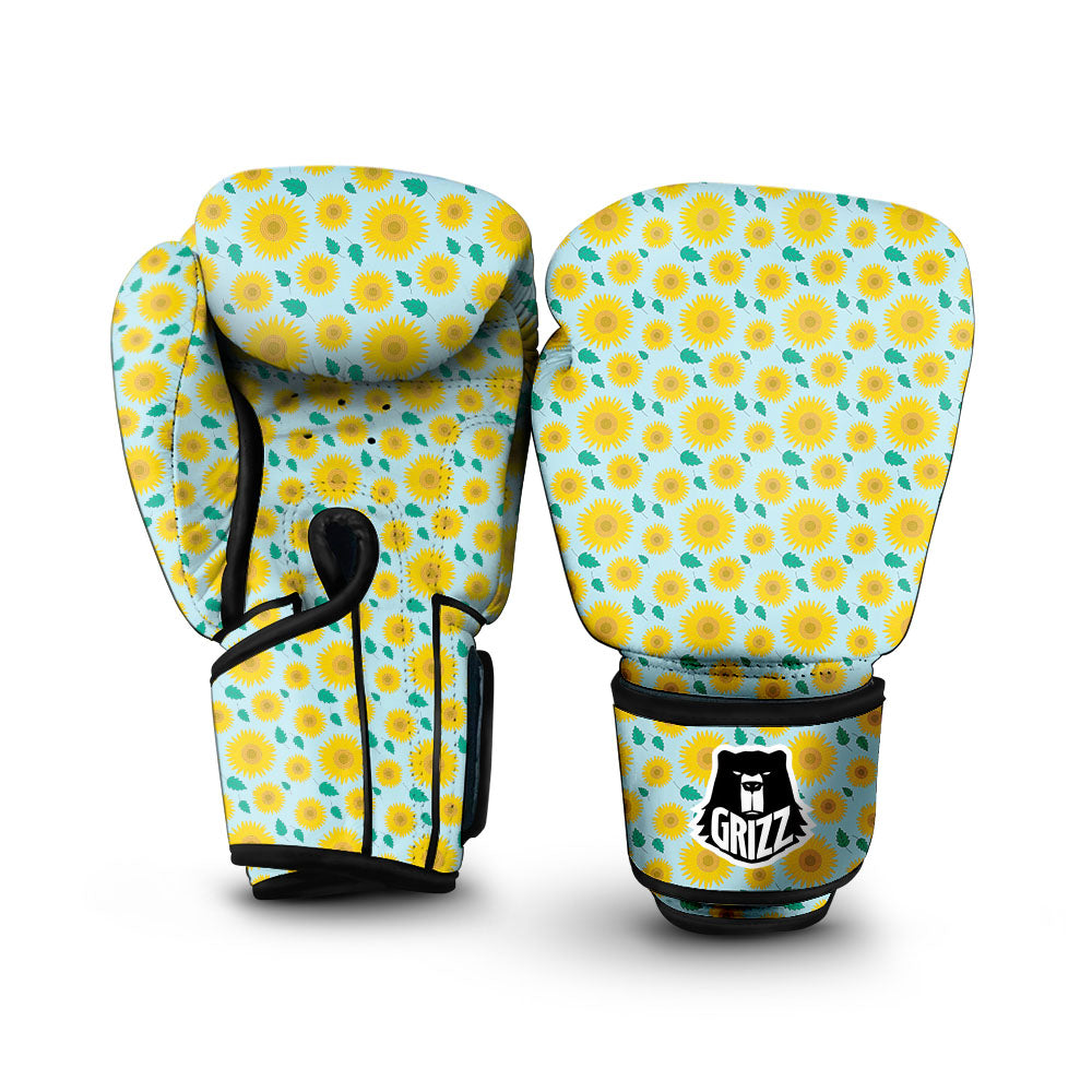 Sunflower Blue Cute Print Pattern Boxing Gloves-grizzshop