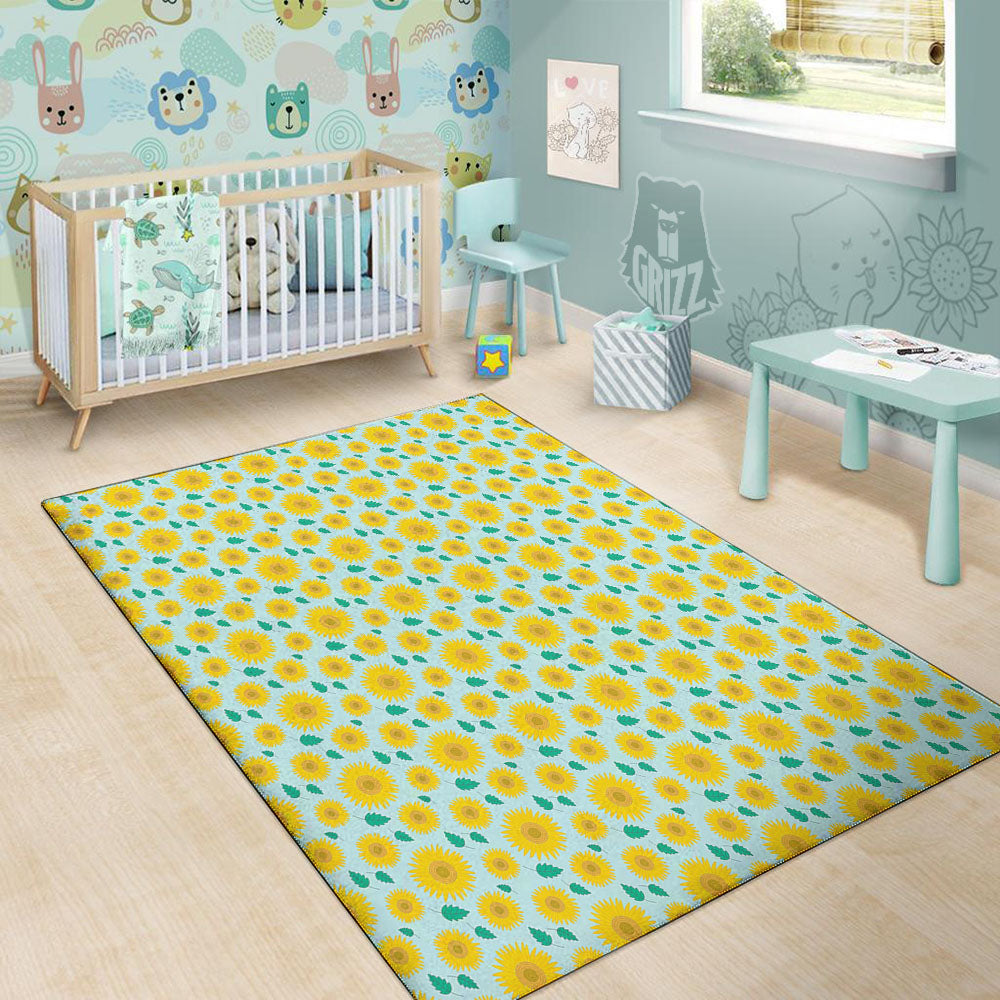 Sunflower Blue Cute Print Pattern Floor Mat-grizzshop