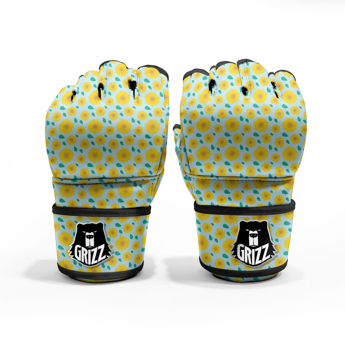 Sunflower Blue Cute Print Pattern MMA Gloves-grizzshop