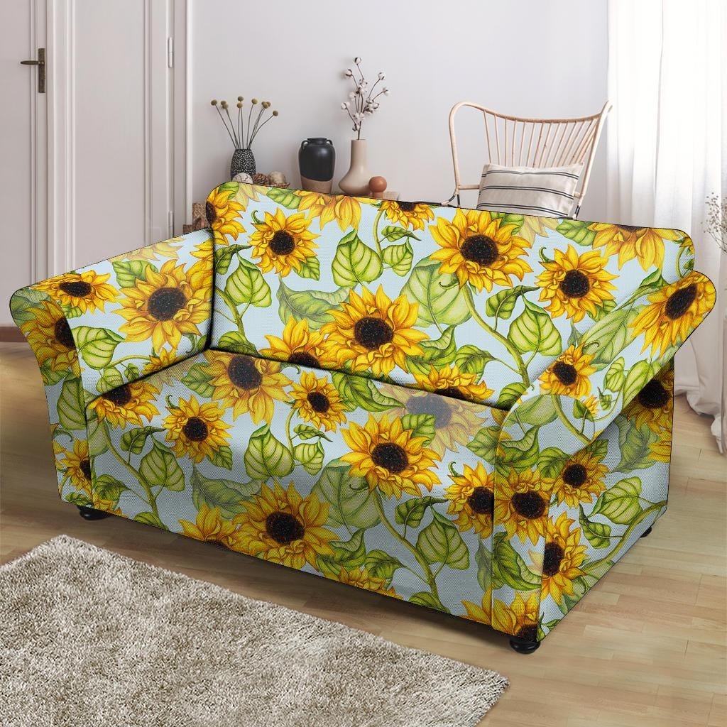 Sunflower Blue Loveseat Cover-grizzshop