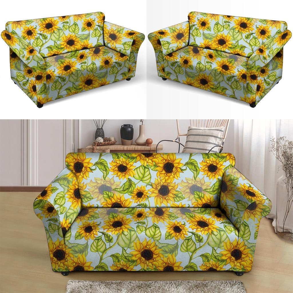 Sunflower Blue Loveseat Cover-grizzshop