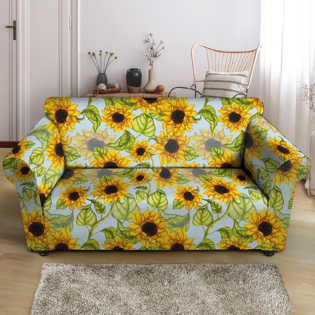 Sunflower Blue Loveseat Cover-grizzshop