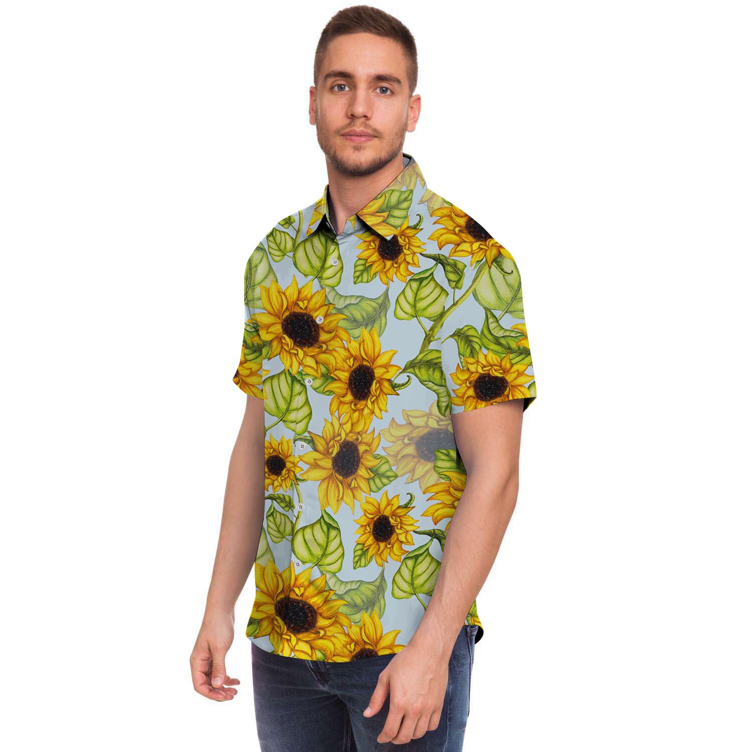 Sunflower Blue Men's Short Sleeve Shirt-grizzshop