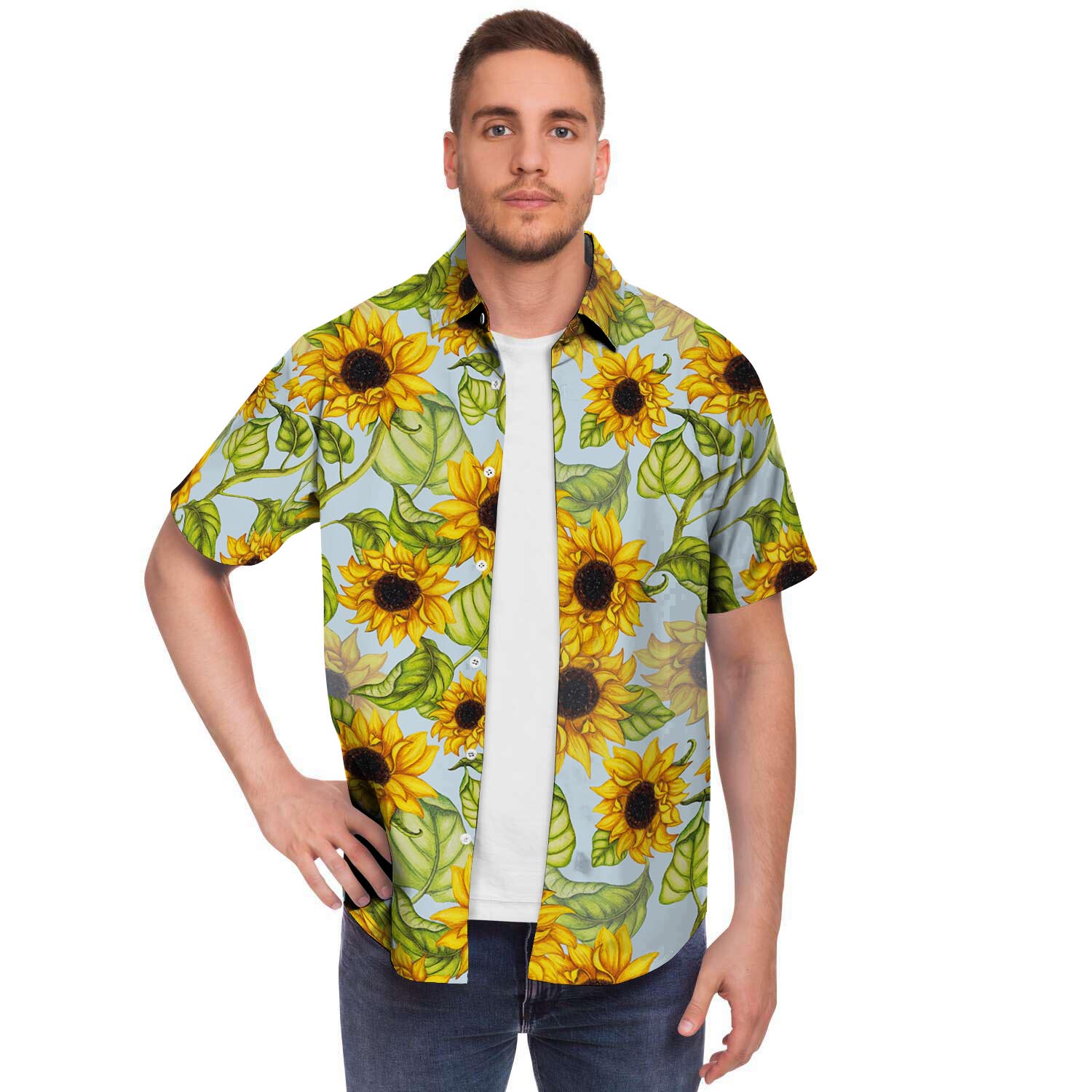 Sunflower Blue Men's Short Sleeve Shirt-grizzshop