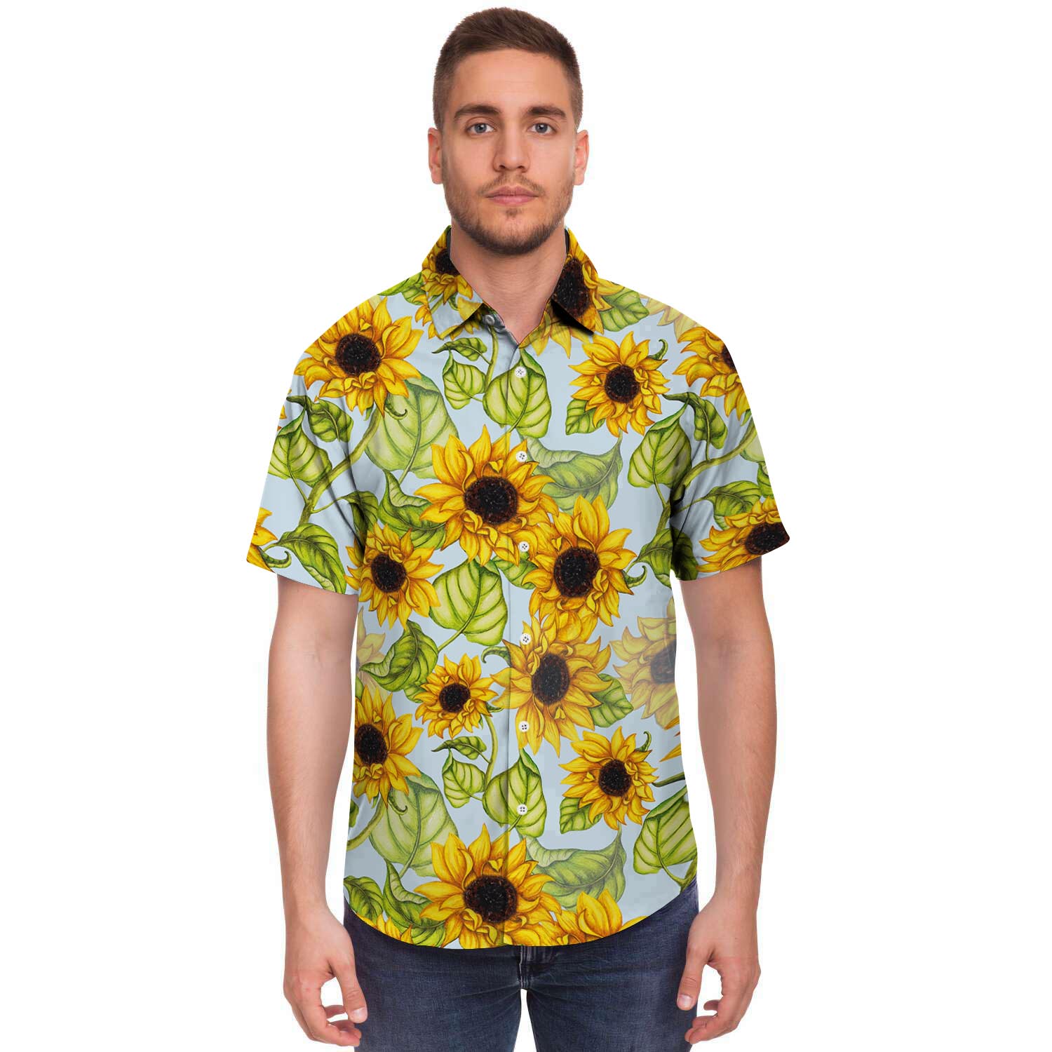 Sunflower Blue Men's Short Sleeve Shirt-grizzshop