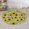 Sunflower Blue Round Rug-grizzshop