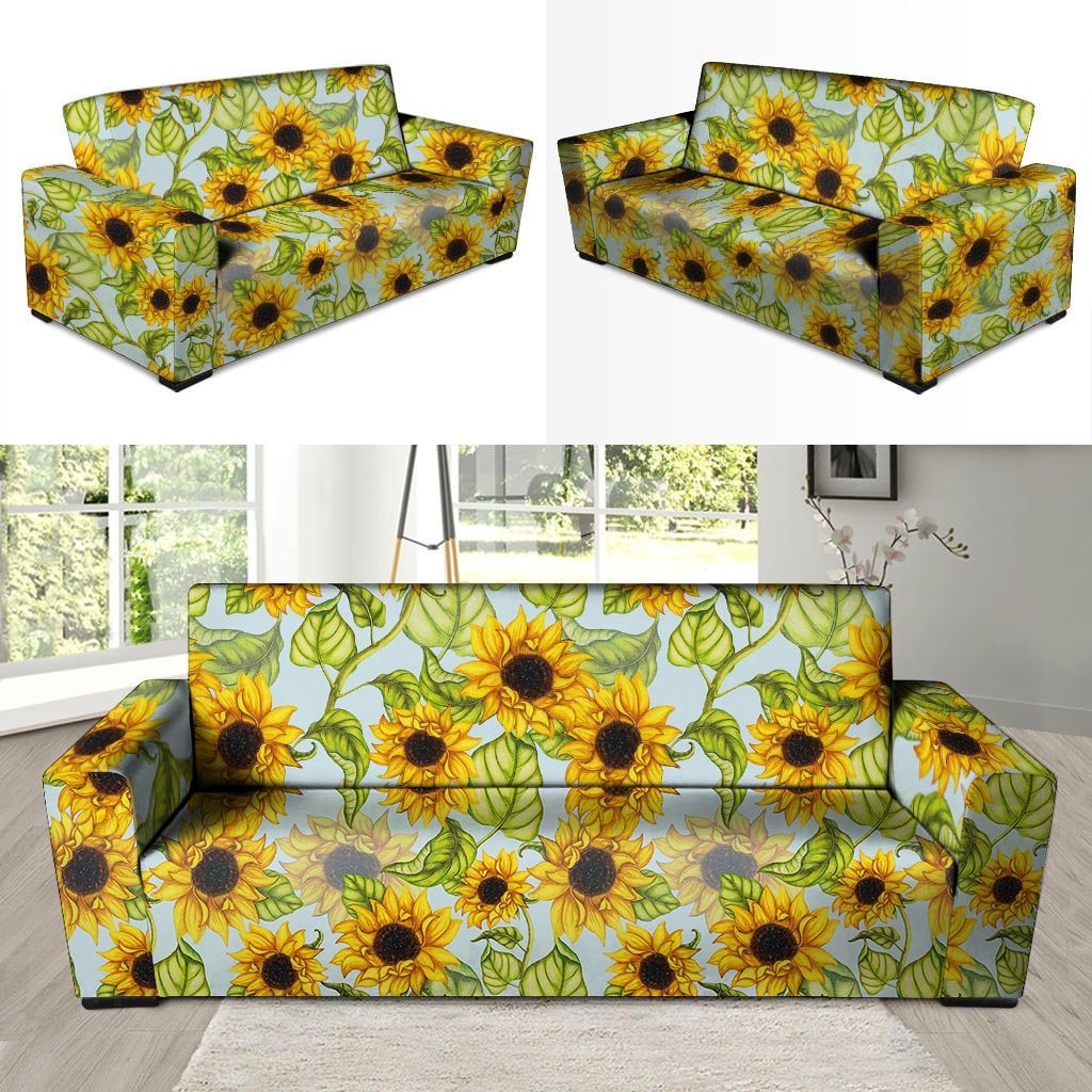 Sunflower Blue Sofa Cover-grizzshop