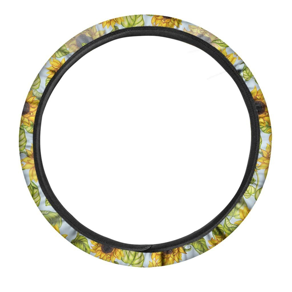 Sunflower Blue Steering Wheel Cover-grizzshop